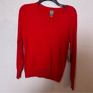 Elegant Red V-Neck Sweater by Worthington